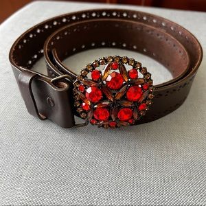 B-Low The Belt Jeweled Bucked Leather Belt